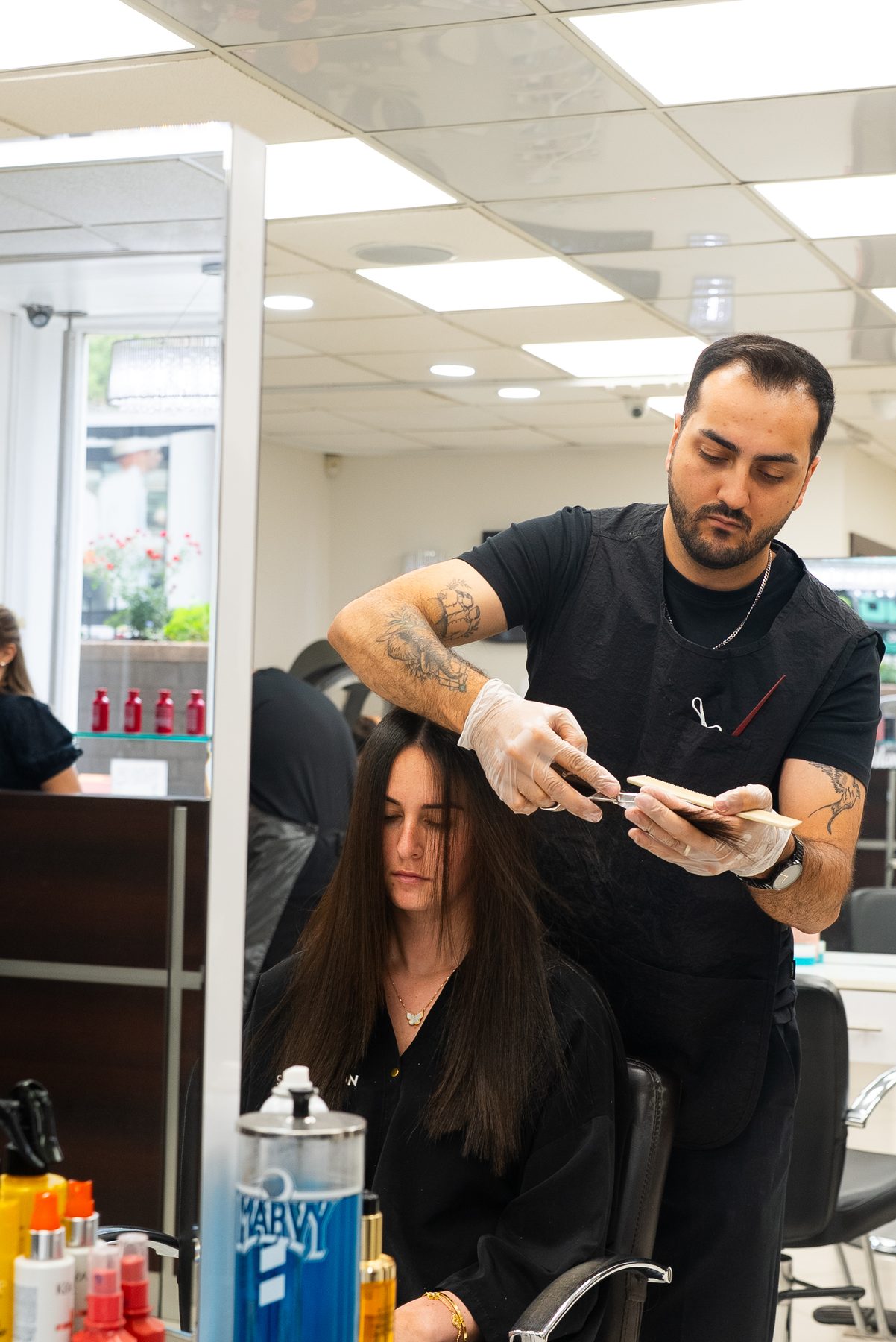 Haircut consultation at Salon Icon NYC